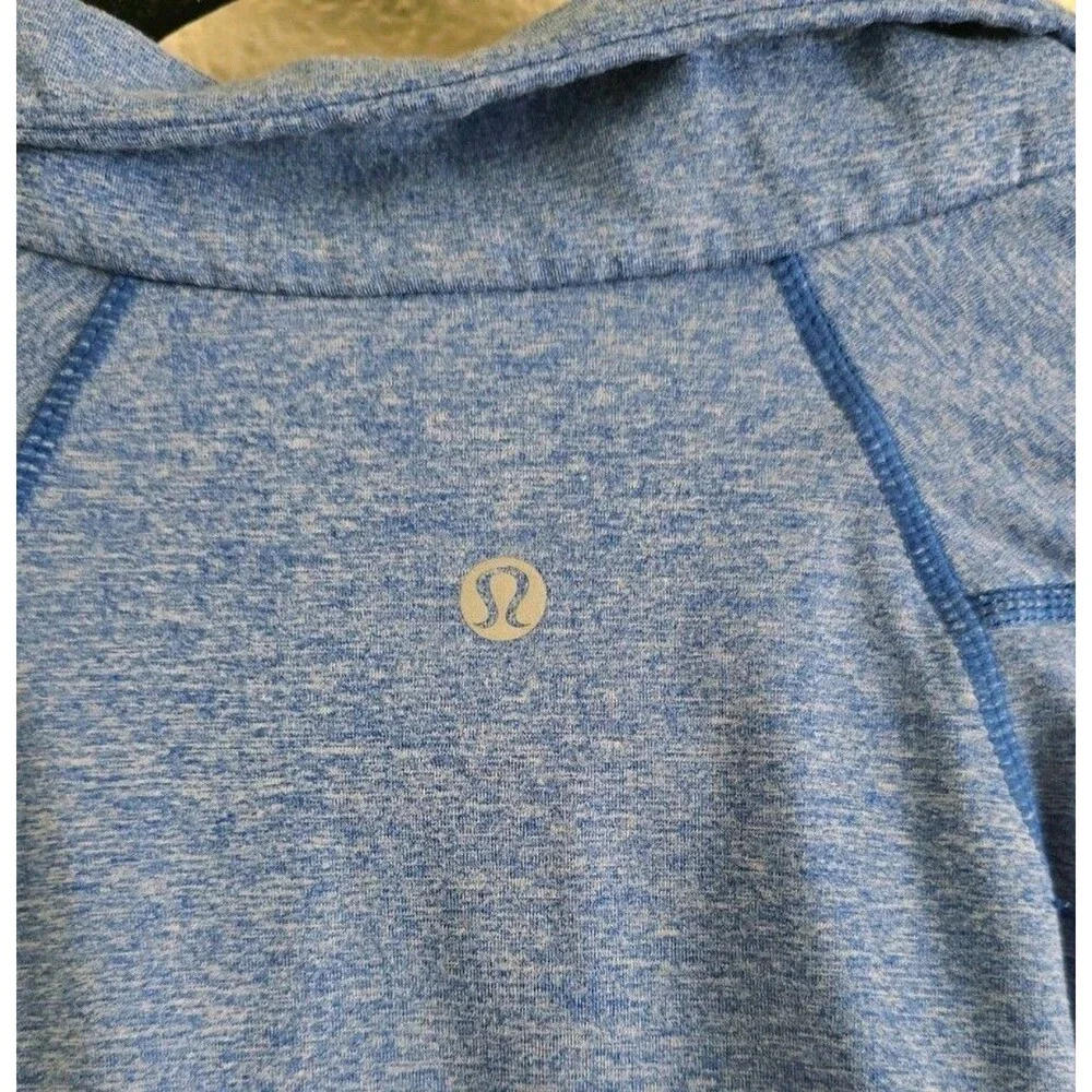 Lululemon Quick Dry Polo Shirt Womens Est. Size 12 Blue Short Sleeve 1/4 Zip Top